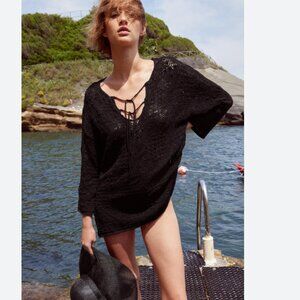 NWT ZARA TEXTURED KNIT DRESS SWIM COVERUP CROCHET BLOGGERS FAVE MEDIUM